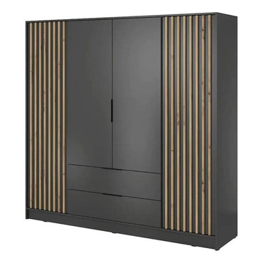 Norco Wooden Wardrobe With Hinged 4 Doors 206cm In Graphite