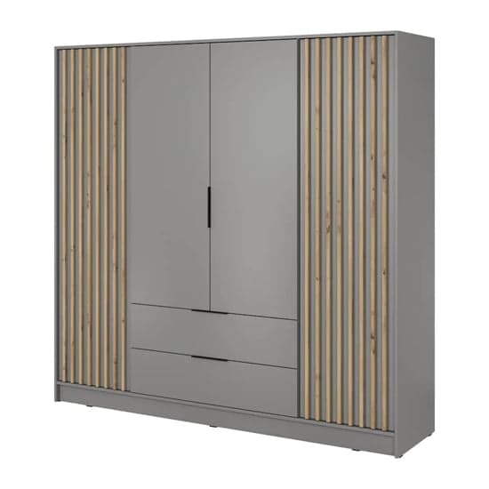 Norco Wooden Wardrobe With Hinged 4 Doors 206cm In Grey