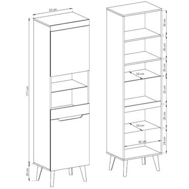 Newry Wooden Display Cabinet Tall With 2 Doors In Artisan Oak