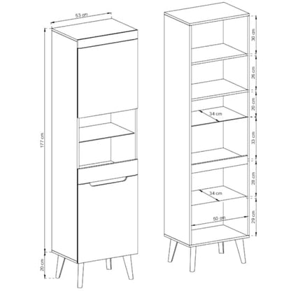 Newry Wooden Display Cabinet Tall With 2 Doors In Artisan Oak