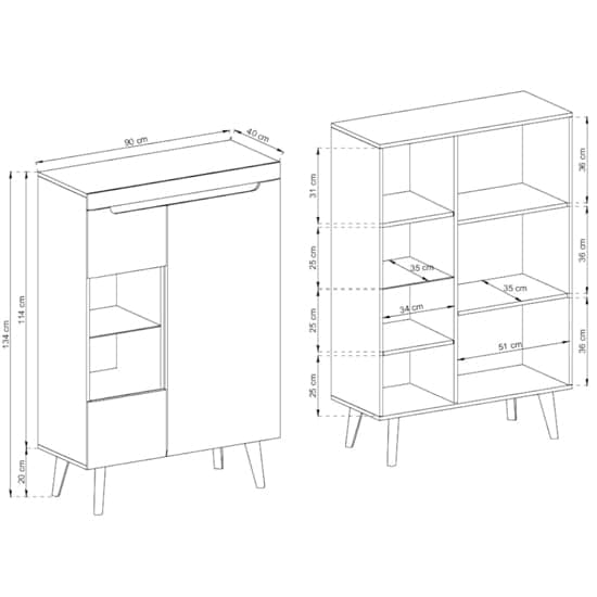 Newry High Gloss Display Cabinet With 2 Doors In White