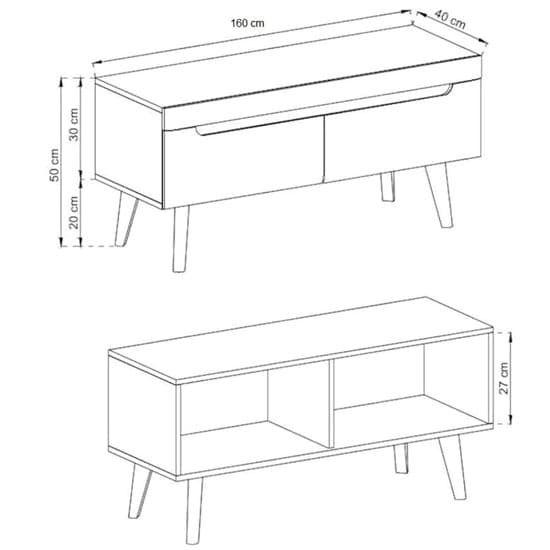 Newry White High Gloss TV Stand with 3 Drawers for Modern Living Room