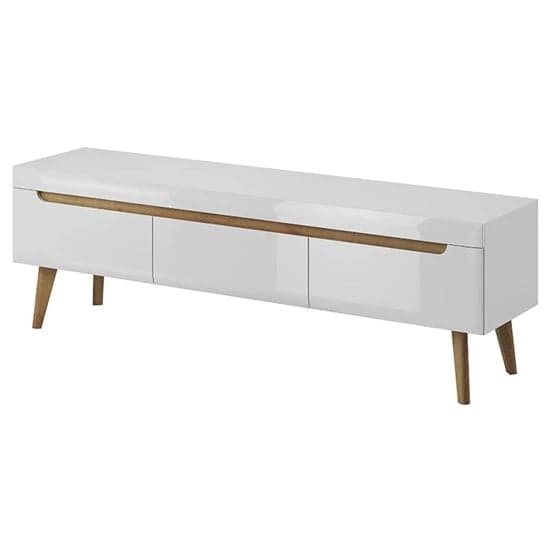 Newry White High Gloss TV Stand with 3 Drawers for Modern Living Room