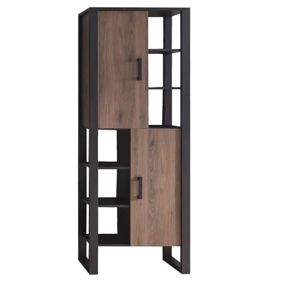 North Wooden Display Cabinet Tall With 2 Doors In Okapi Walnut