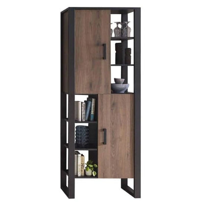 North Wooden Display Cabinet Tall With 2 Doors In Okapi Walnut