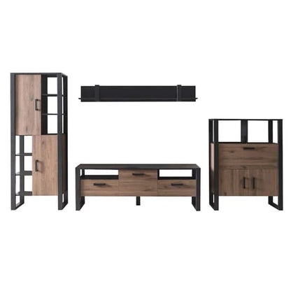 North Okapi Walnut Living Room Furniture Set with Coffee Table, TV Stand, and Display Cabinet