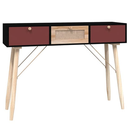 Nova Wooden Console Table With 3 Drawers In Black