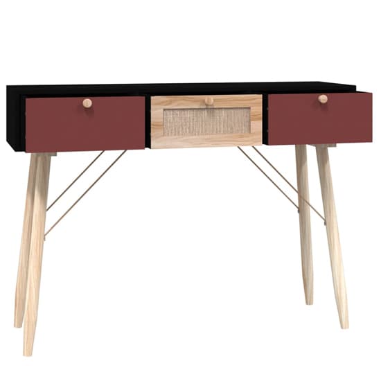 Nova Wooden Console Table With 3 Drawers In Black