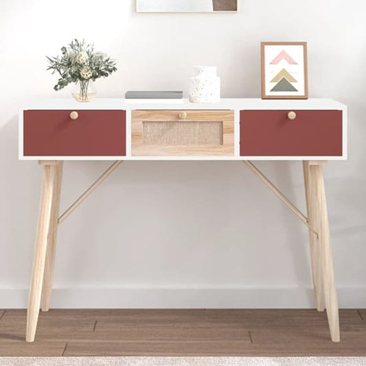 Furco Nova White Console Table with 3 Drawers for Entryway and Living Room