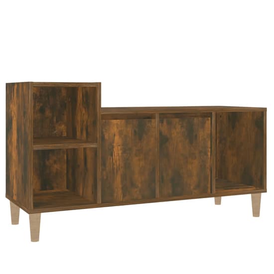 Smoked Oak Wooden TV Stand with Storage Doors for Living Room