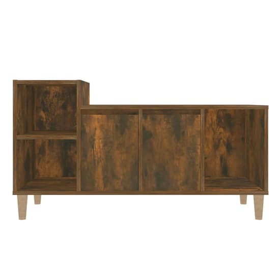 Smoked Oak Wooden TV Stand with Storage Doors for Living Room