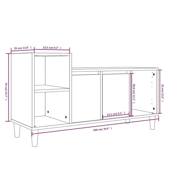 Smoked Oak Wooden TV Stand with Storage Doors for Living Room