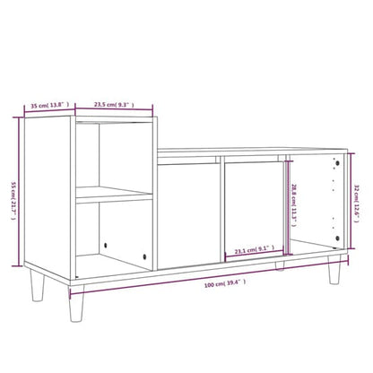 Smoked Oak Wooden TV Stand with Storage Doors for Living Room