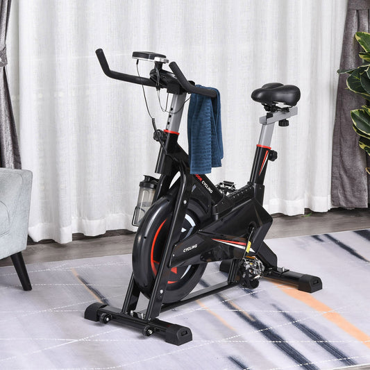 HOMCOM tationary Exercise Bike, 10kg Flywheel Cycling Machine with Adjustable Resistance, LCD Monitor, Phone and Bottle Holder for Home Gym Office Cardio Workout Aerobic Training