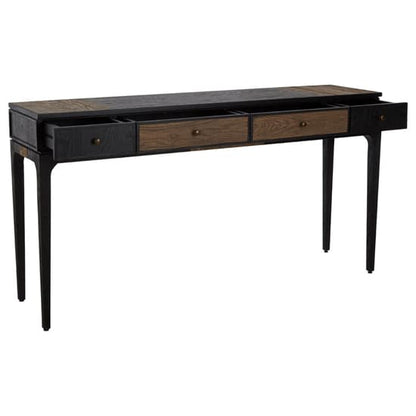 Nushagak Wooden Console Table With 4 Drawers In Brown And Black