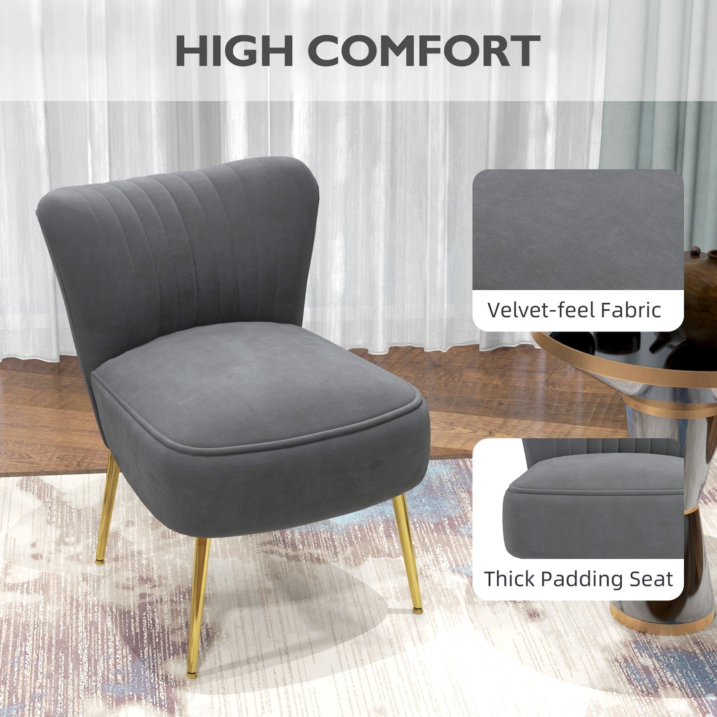 HOMCOM elvet-Feel Tub Accent Chair - Grey