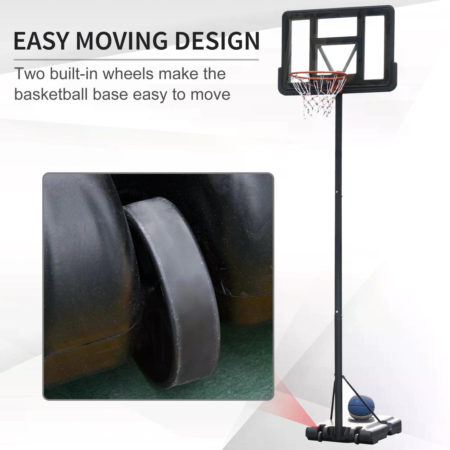 HOMCOM ortable Basketball Hoop Stand 231-305cm Height Adjustable w/ Moving Wheels