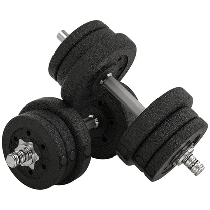 HOMCOM 5KG Adjustable Weights Dumbbells Set, Dumbbell Hand Weights for Home Office Gym Body Fitness Lifting Training, Black