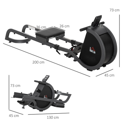 HOMCOM olding Rowing Machine with 16-Level Adjustable Magnetic Resistance, Aluminium Side Rail, Digital Monitor, Cardio Workout Rower, for Home, Gym, Office