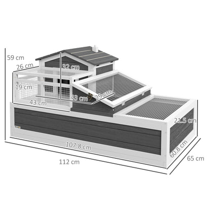 PawHut Wooden Tortoise House with Balcony, Tray, Roof, for Indoor and Outdoor