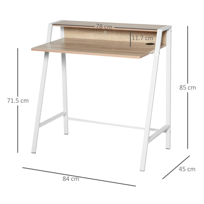 HOMCOM riting Desk Computer Table Home Office PC Laptop Workstation Storage Shelf 84L x 45W cm White and Oak