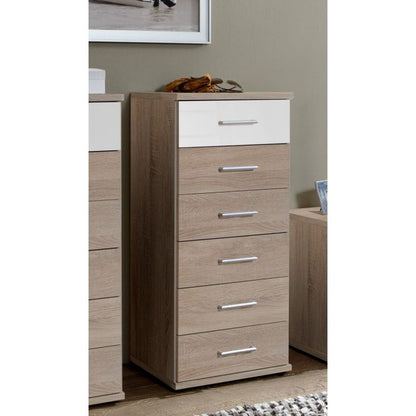 Gema 6-Drawer Storage Chest - Walnut and Black High Gloss Finish