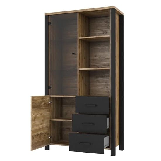 Oaxaca Display Cabinet 2 Doors In Appenzeller Oak With LED