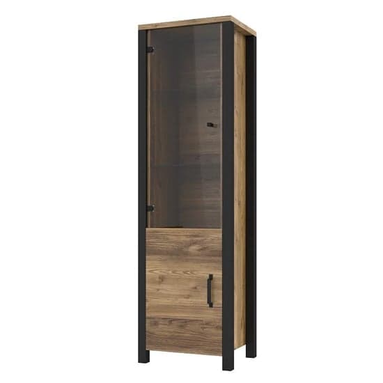 Oaxaca Display Cabinet Tall 2 Doors In Appenzeller Oak With LED