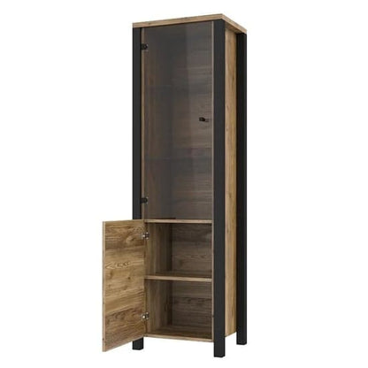 Oaxaca Display Cabinet Tall 2 Doors In Appenzeller Oak With LED