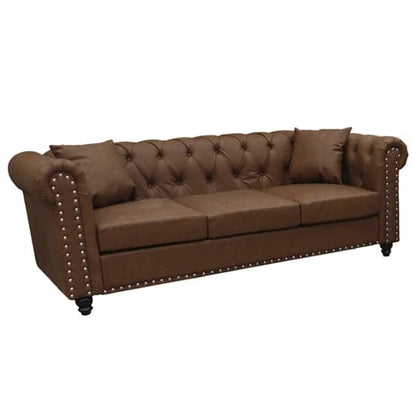 Brown Faux Leather 3+2 Seater Sofa Set - Modern Oaxaca Design by FURCO