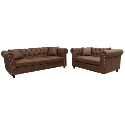 Brown Faux Leather 3+2 Seater Sofa Set - Modern Oaxaca Design by FURCO