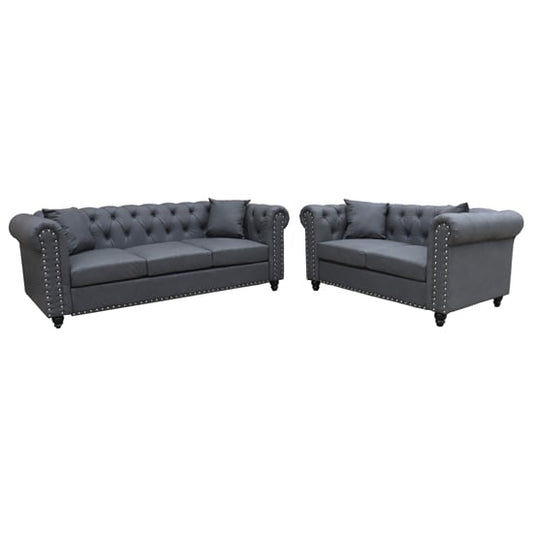 Grey Faux Leather 3+2 Seater Sofa Set - Modern Design by FURCO