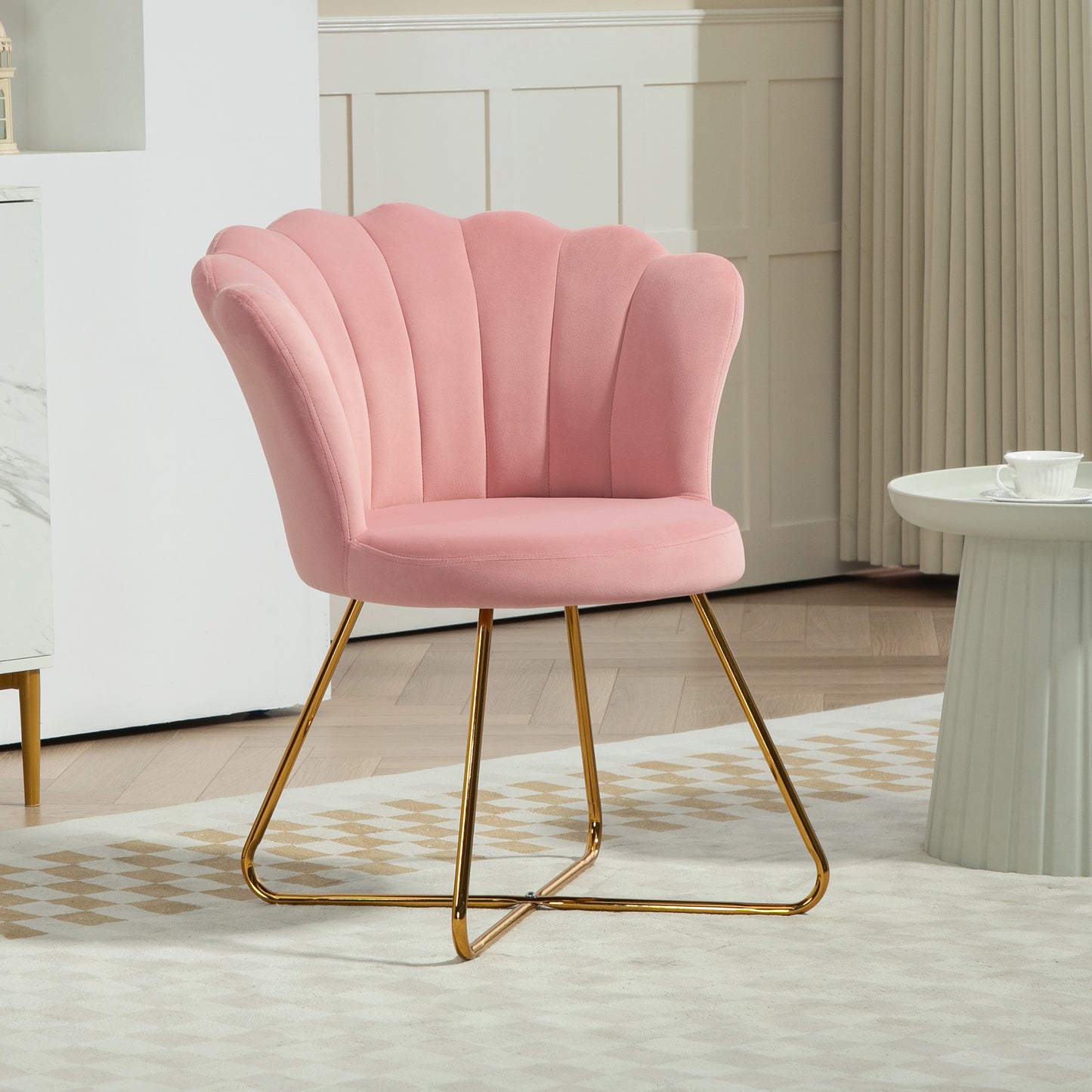 HOMCOM elvet-Feel Lotus Petal Accent Chair - Pink