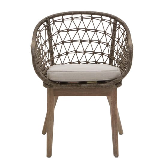 Okala Woven Accent Chair With Grey Fabric Cushion In Natural