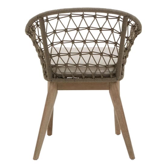 Okala Woven Accent Chair With Grey Fabric Cushion In Natural