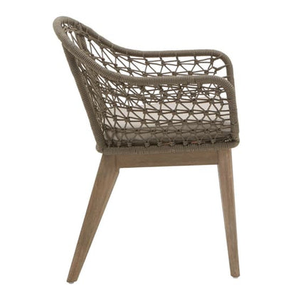 Okala Woven Accent Chair With Grey Fabric Cushion In Natural