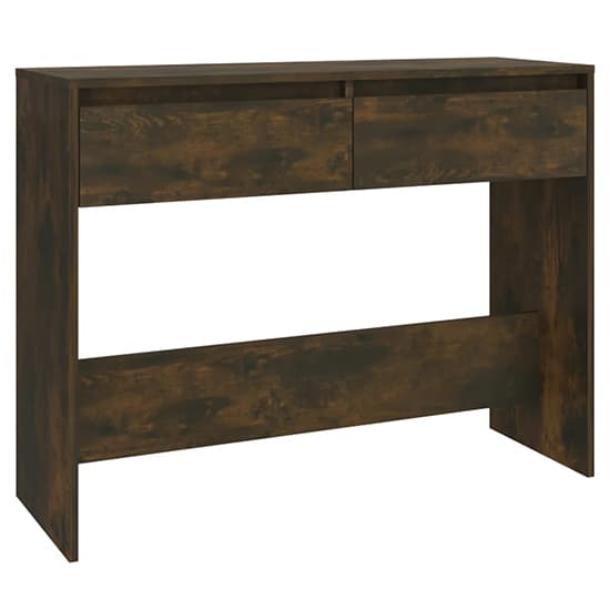 Smoked Oak Console Table with 2 Drawers for Entryway and Living Room Storage