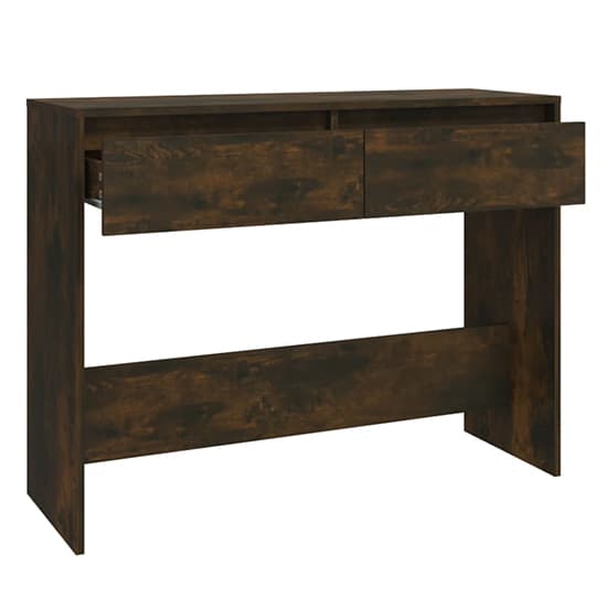 Smoked Oak Console Table with 2 Drawers for Entryway and Living Room Storage