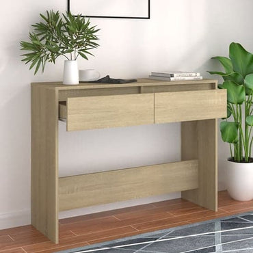 Olenna Sonoma Oak Console Table with 2 Storage Drawers for Entryway and Living Room