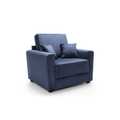 Alexander Armchair Velvet 1 Seater Sofabed - Dark Blue Fabric