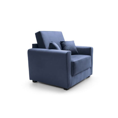 Alexander Armchair Velvet 1 Seater Sofabed - Dark Blue Fabric