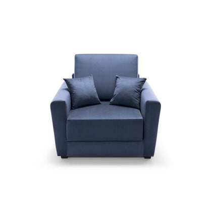 Alexander Armchair Velvet 1 Seater Sofabed - Dark Blue Fabric