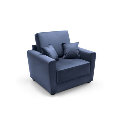 Alexander Armchair Velvet 1 Seater Sofabed - Dark Blue Fabric