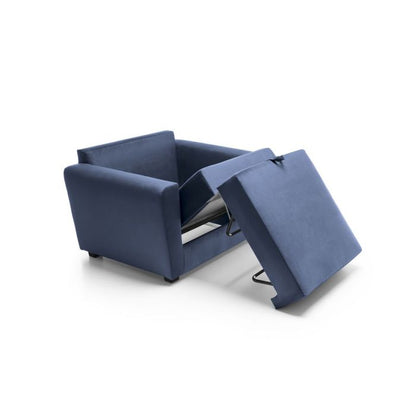 Alexander Armchair Velvet 1 Seater Sofabed - Dark Blue Fabric