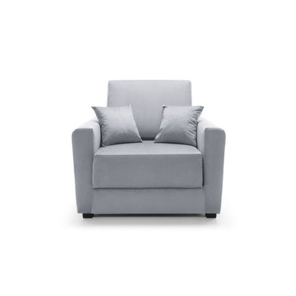 Alexander Armchair Velvet 1 Seater Sofabed - Light Grey Fabric