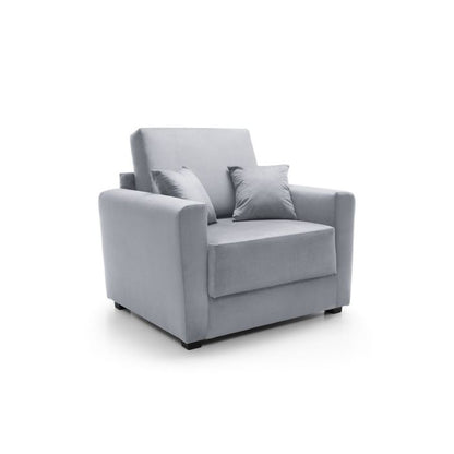 Alexander Armchair Velvet 1 Seater Sofabed - Light Grey Fabric