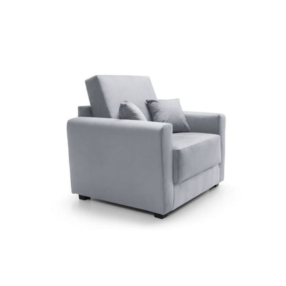 Alexander Armchair Velvet 1 Seater Sofabed - Light Grey Fabric