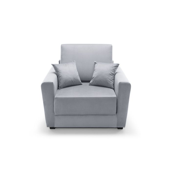 Alexander Armchair Velvet 1 Seater Sofabed - Light Grey Fabric