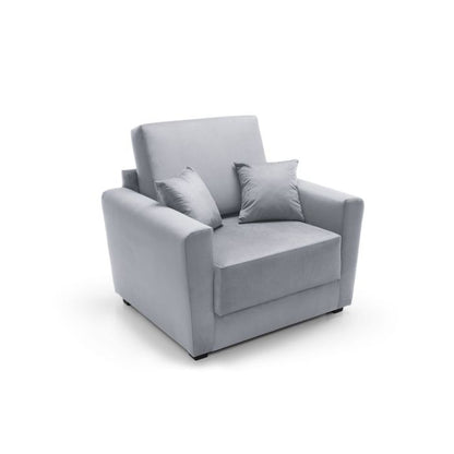 Alexander Armchair Velvet 1 Seater Sofabed - Light Grey Fabric