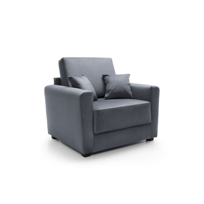 Alexander Armchair Velvet 1 Seater Sofabed - Dark Grey Fabric